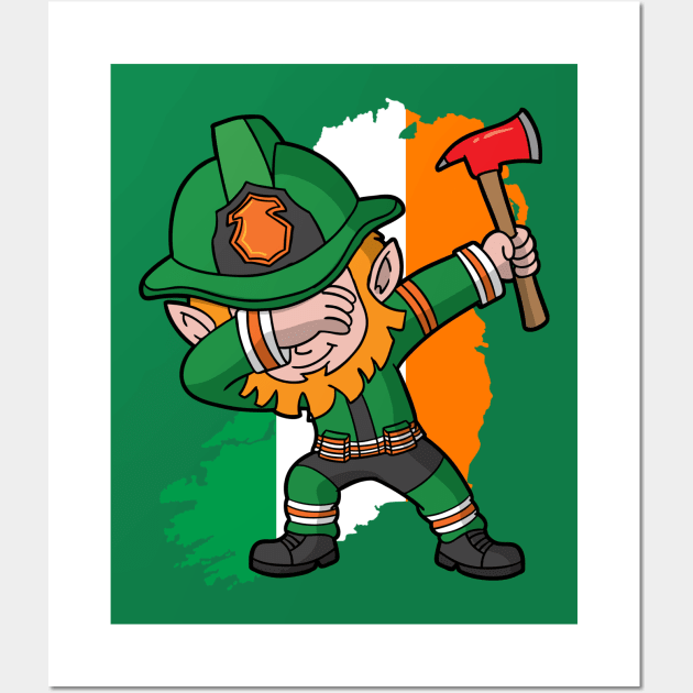 Irish Leprechaun Firefighter St Patricks Day Wall Art by E